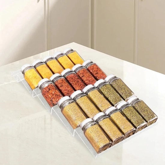 Organizzatore per spezie per cassetto - Set da 4 - In vetro trasparente