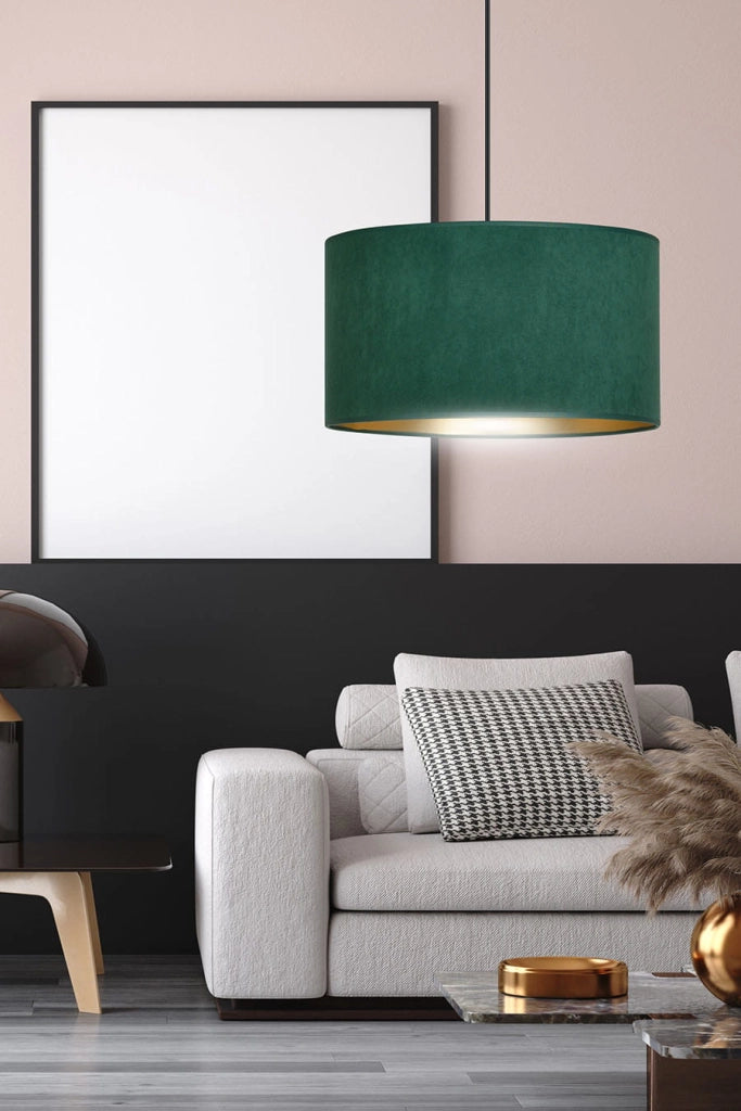 Lampada a sospensione Emibig Hilde verde tessuto Ø35 E27