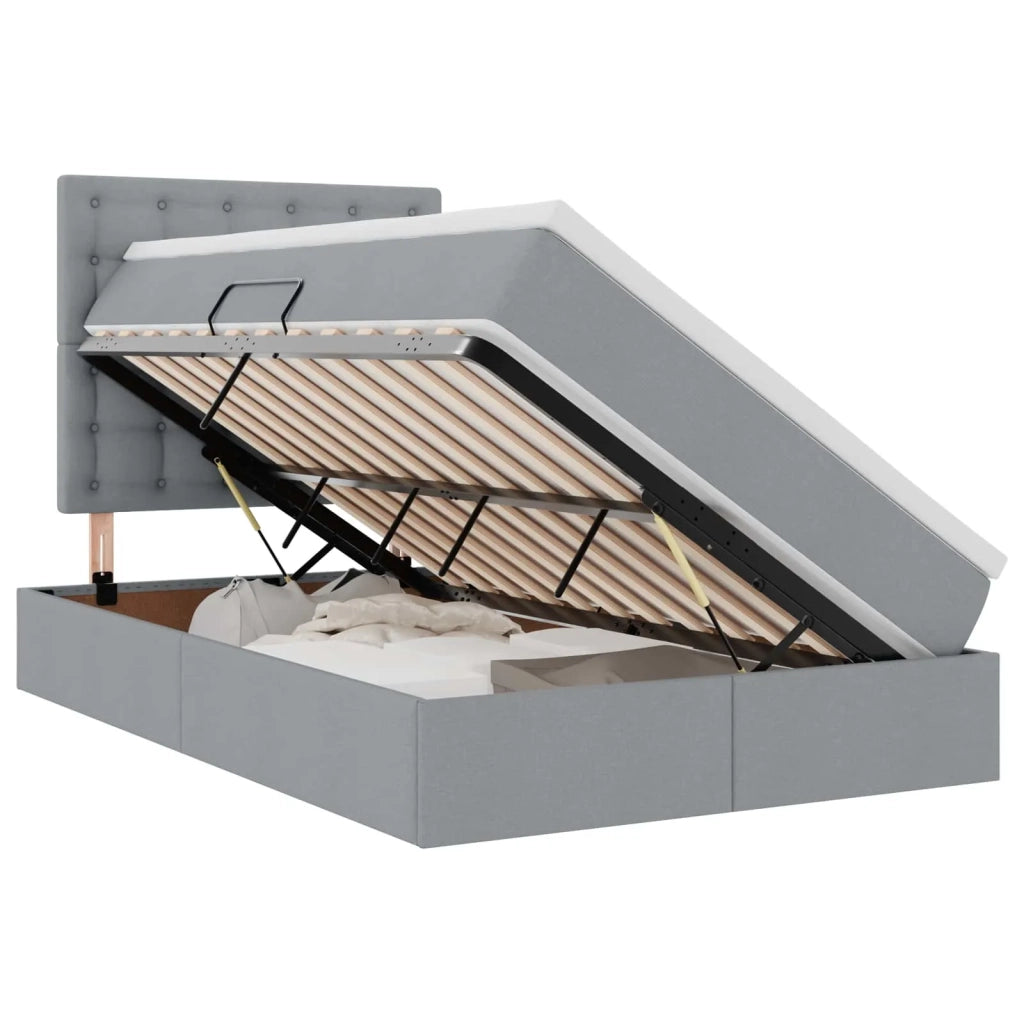 Letto con contenitore e LED con led Grigio chiaro 120 x 200 cm