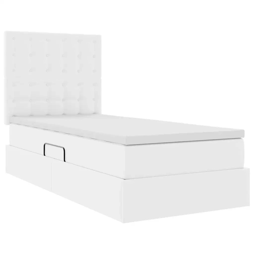 Letto con Contenitore Bianco Puro 90 x 200 cm Pelle Sintetica