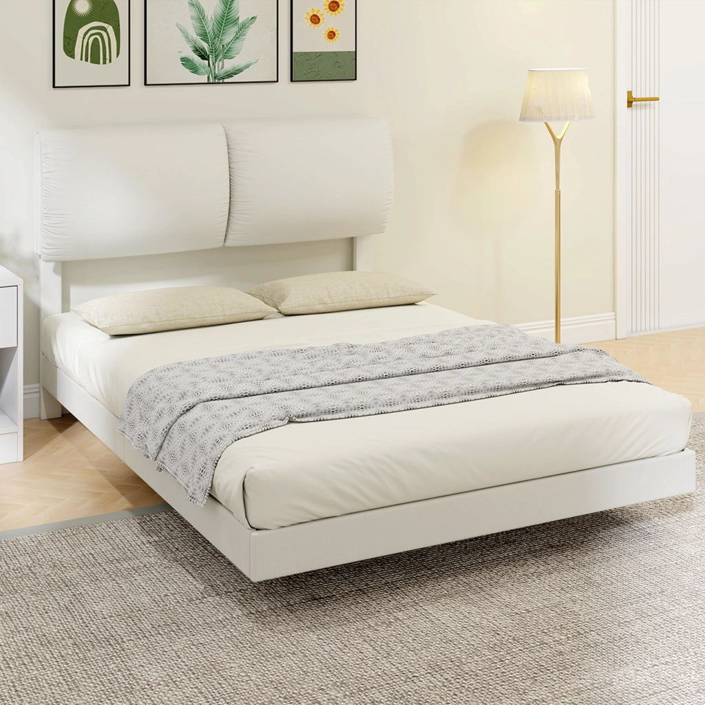 Letto matrimoniale imbottito con testiera ¨C Xylo ¨C Beige metallico 135x190 cm