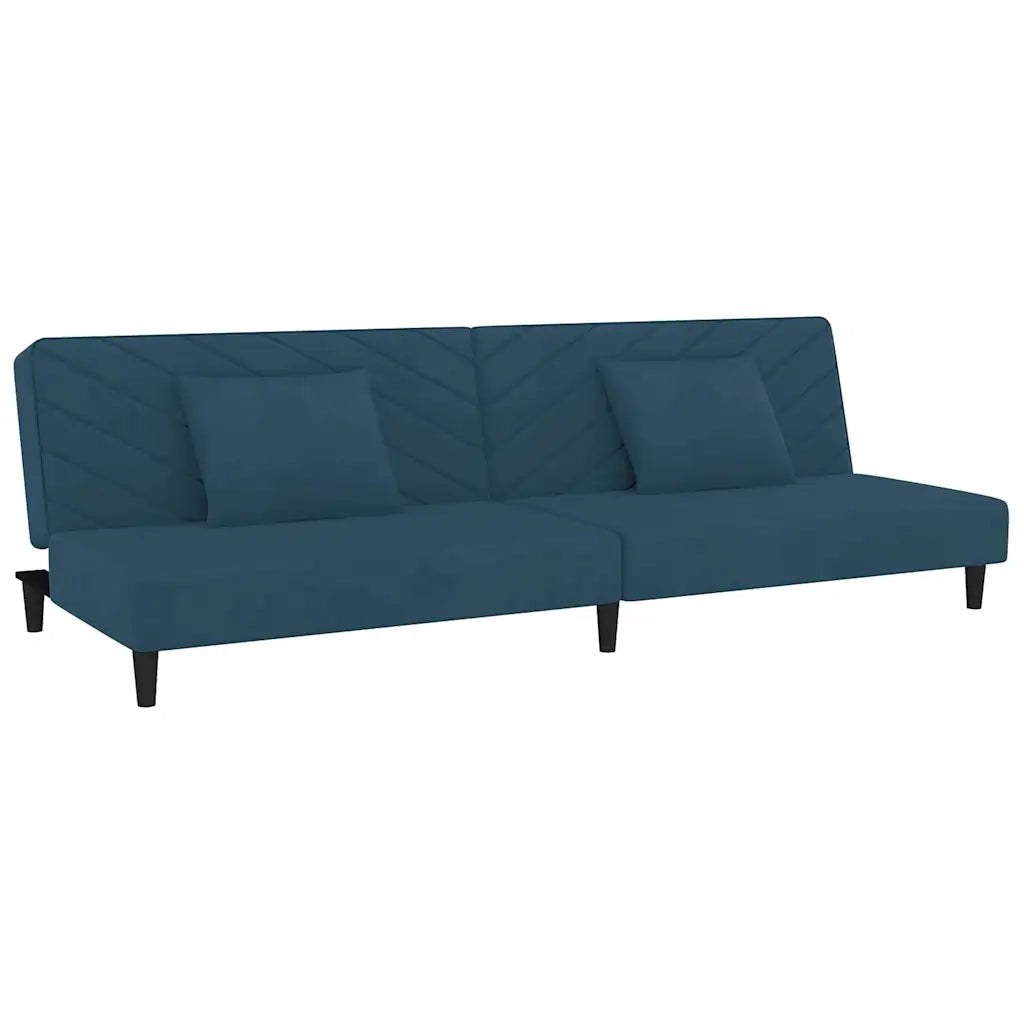 Divano letto | Sof¨¤ letto | Letto singolo a 2 Posti con 2 Cuscini Blu in Velluto