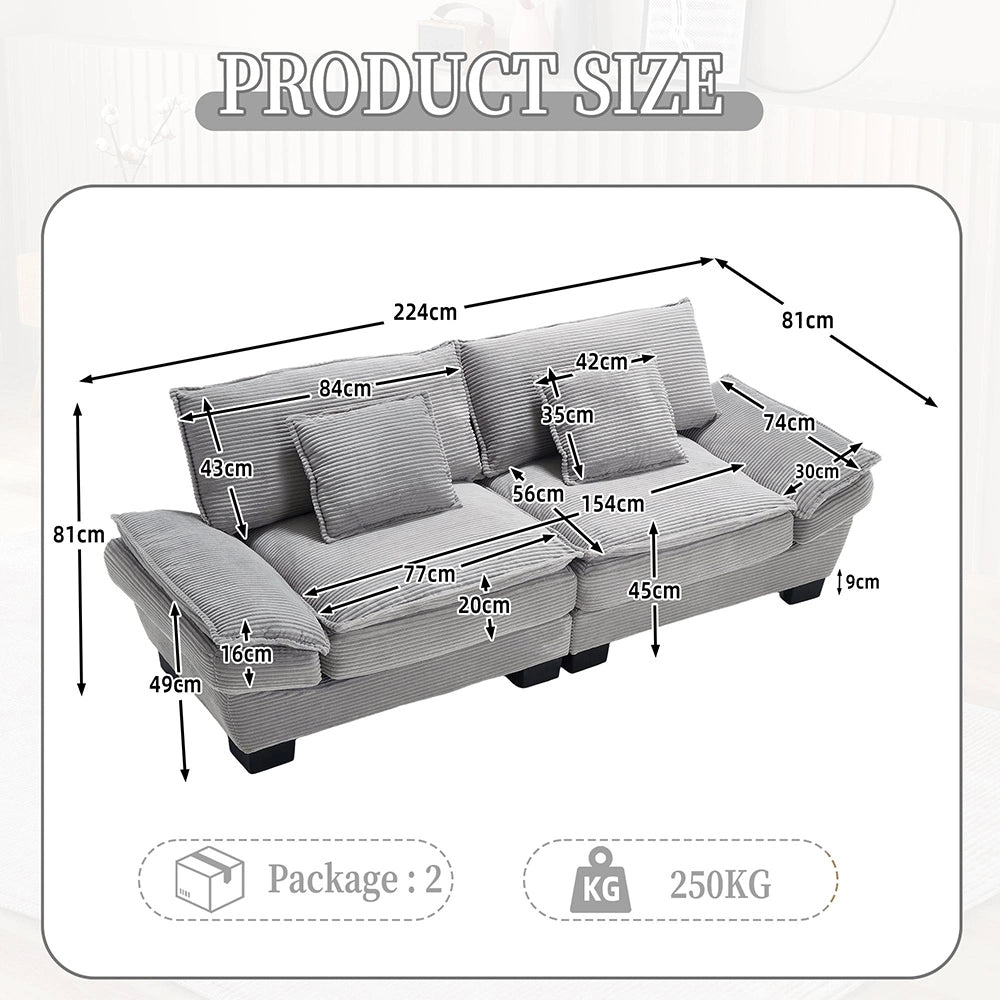 Divano letto doppio - Xylo - Con molle, cuscino incluso, grigio chiaro