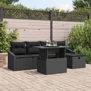 Set Divano da Giardino con cuscino 6 pcs Nero Poly Rattan 3359830