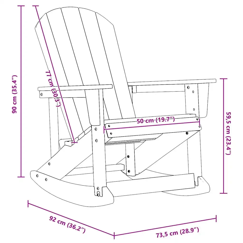 Poltrona a dondolo Adirondack Nero 92 x 73,5 x 92 cm HDPE 42006627