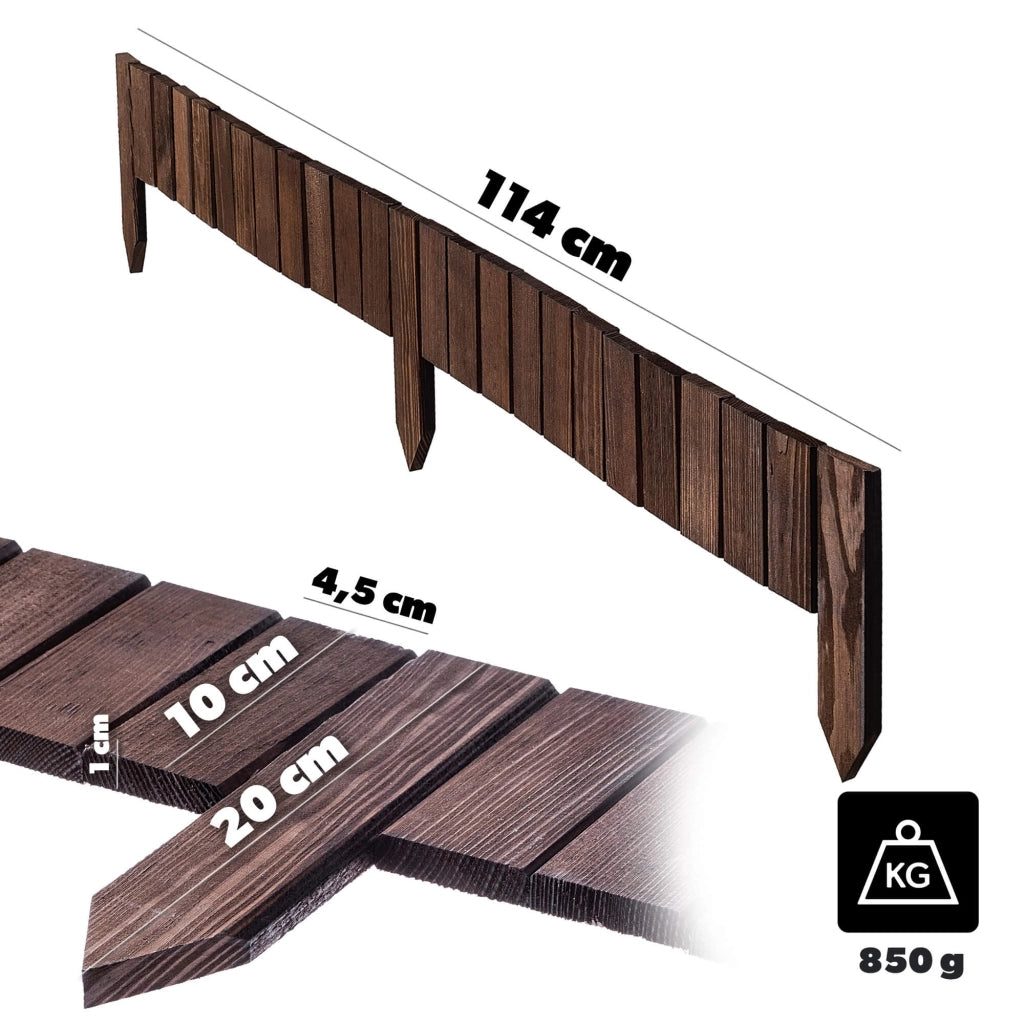 Recinzione da giardino in legno KADAX Palisade, finitura marrone martellata, 10x114 cm