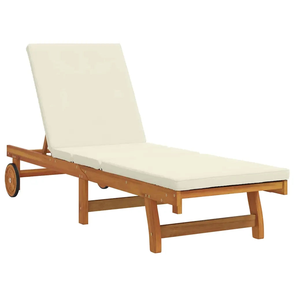 Lettino da sole Marrone e Crema 199 x 63 x 85 cm 4105535