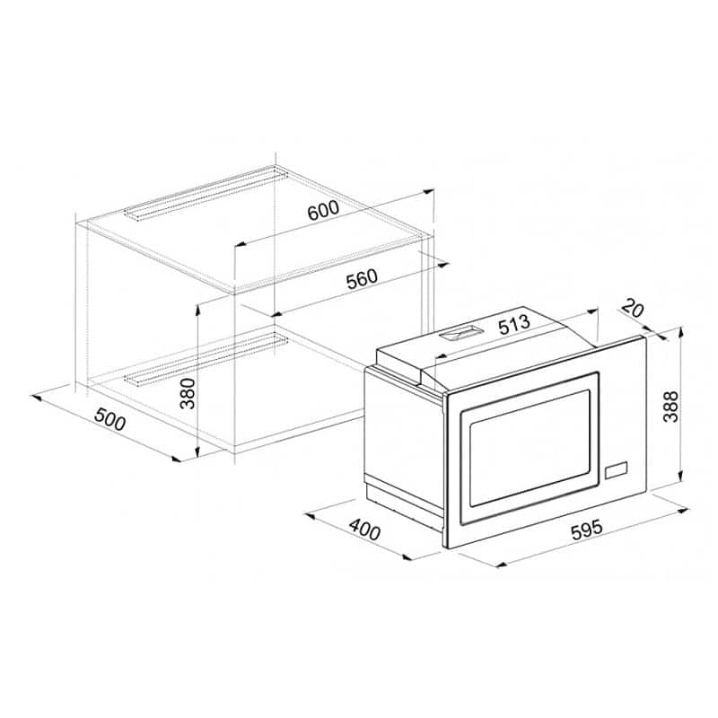 Forno Microonde da incasso elleci Plano MW Granitek 68 Bianco FGSP28168WS