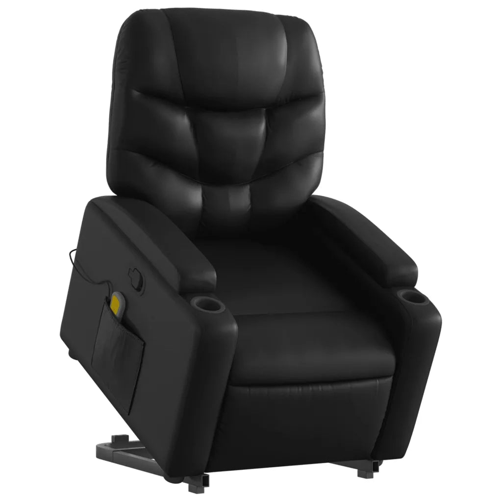 Poltrona | Sedia Relax Alzapersona Reclinabile Massaggio Nero Similpelle