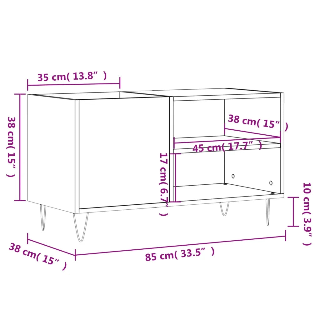 Mobile Porta Dischi Bianco 85x38x48 cm in Legno Multistrato CFW7453654