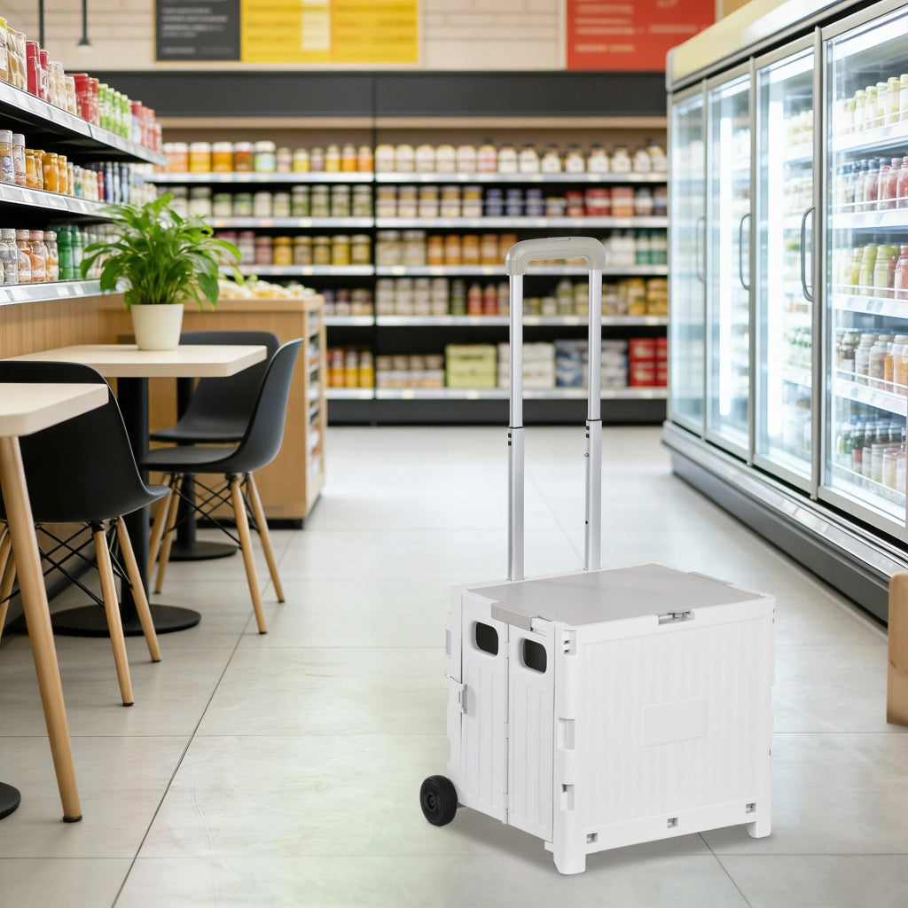 Carrello per la spesa con 2 ruote e manico regolabile ¨C Minimal ¨C 41,5x32,5x85 cm bianco