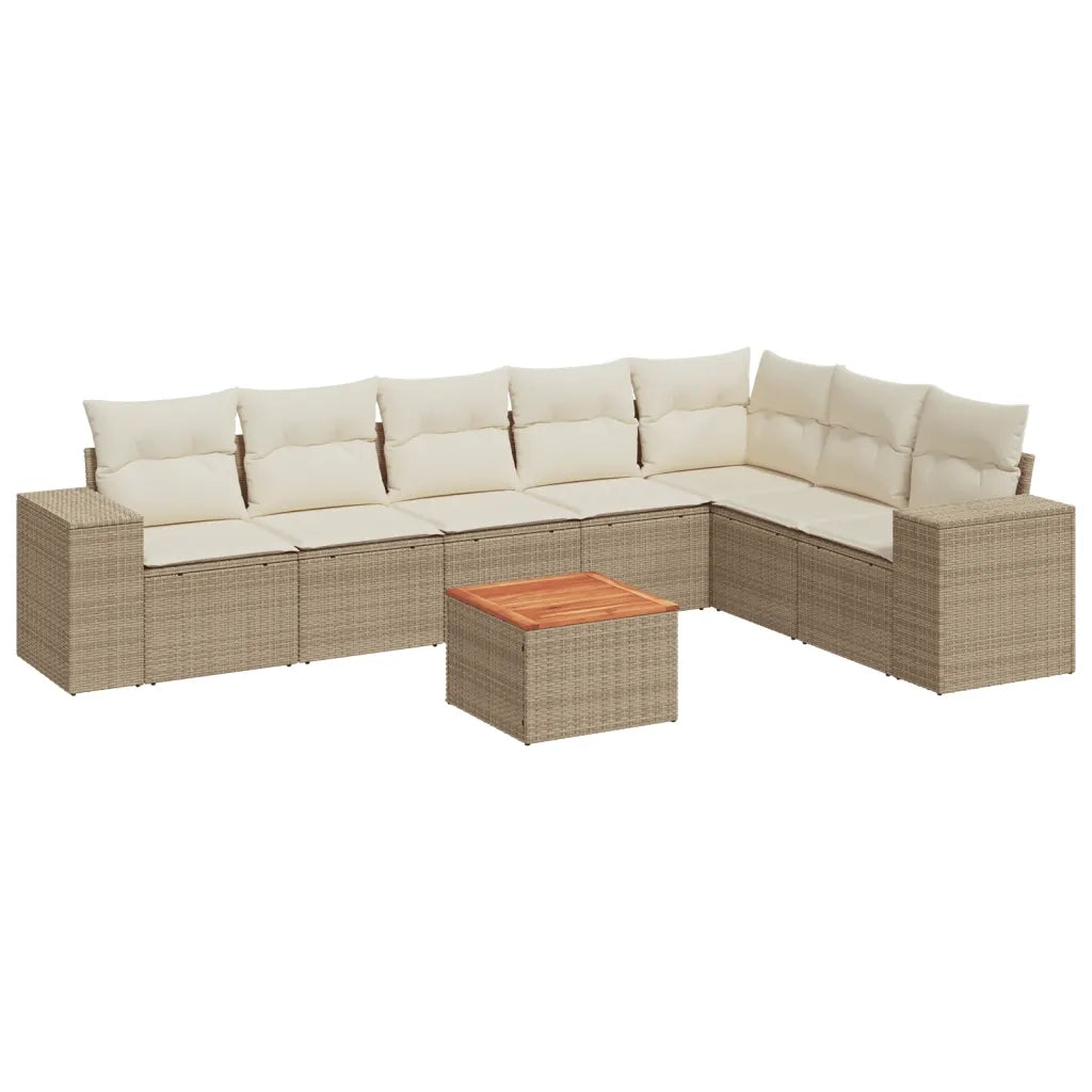 Set Divano da Giardino 8 pz con Cuscini Beige in Polyrattan 3225477
