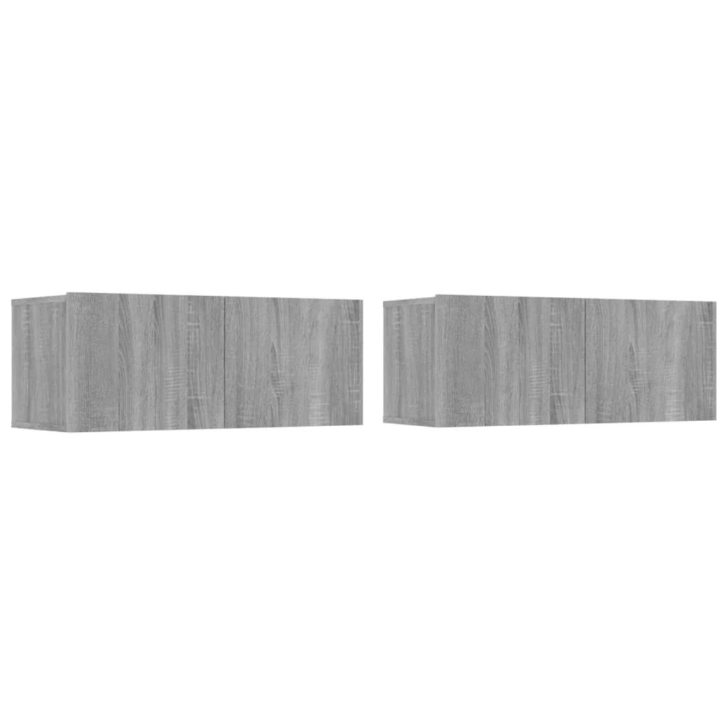 Mobile TV multimediale scaffale TV credenza mobile TV sala da pranzo soggiorno camera da letto 2 pezzi Sonoma 80 x 30 x 30 cm legno ingegnerizzato grigio 02_0028654