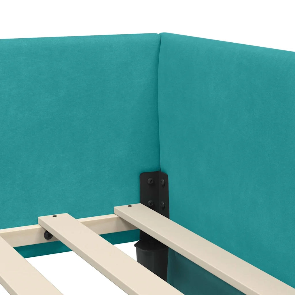 Cornice del letto ad angolo Turchese 100 cm x 200 cm Velluto 42016099
