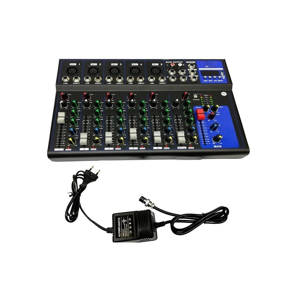 Trade Shop - Mixer Audio Professionale 7 Canali Usb Con Echo-delay Dj Karaoke Pianobar -