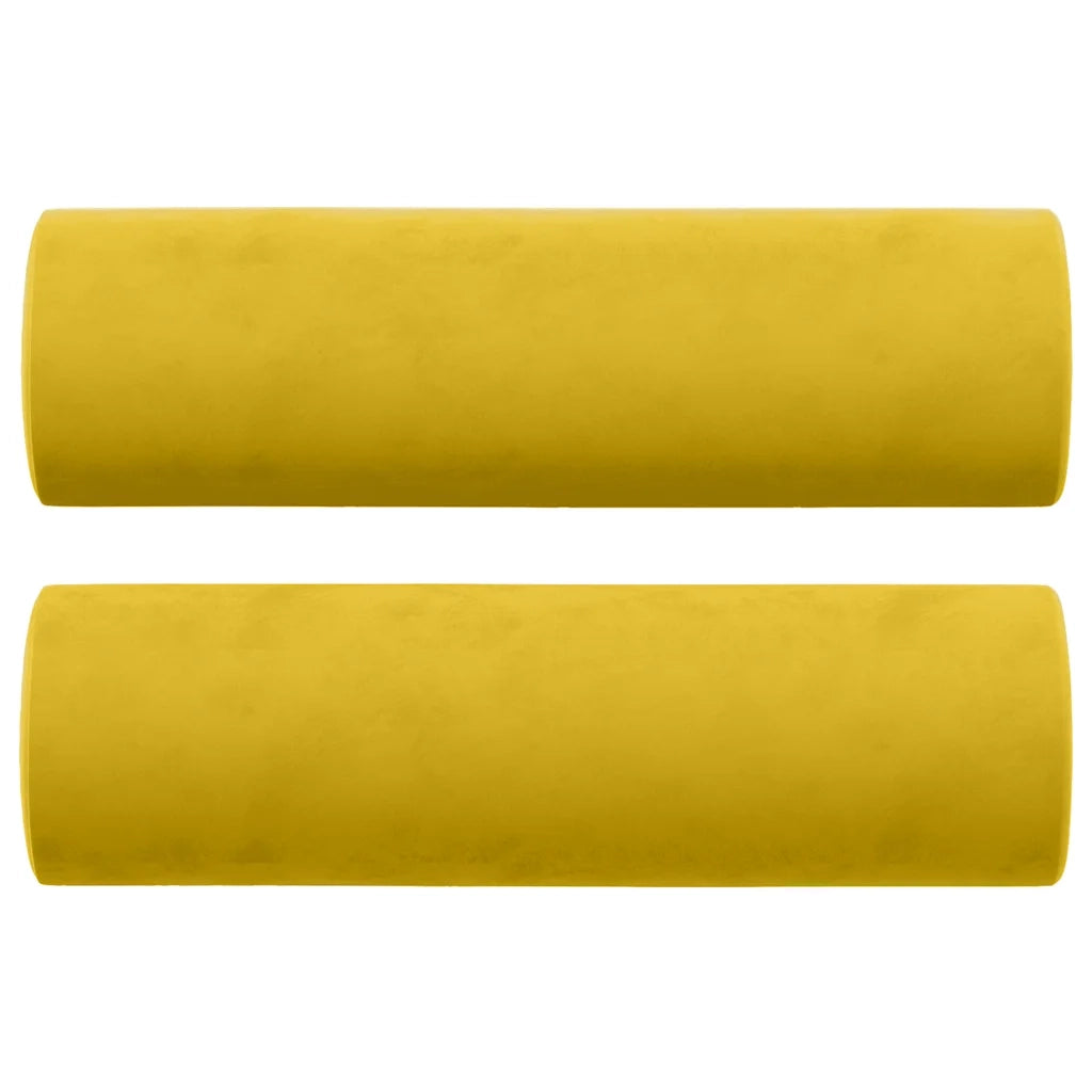 Divano a 2 Posti con Cuscini Giallo 140 cm in Velluto