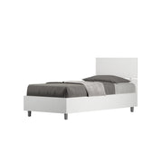 BS COM Letto singolo contenitore 80x200 testata dritta bianco frassino
