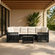 Set Divano da Giardino 7 pz Nero polyrattan 3435058
