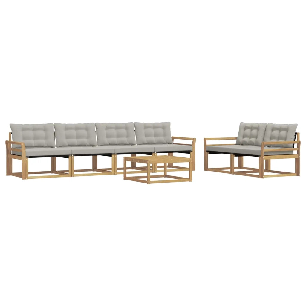 Set di divani da esterno 7 pz Bianco e Grigio Chiaro 3388445