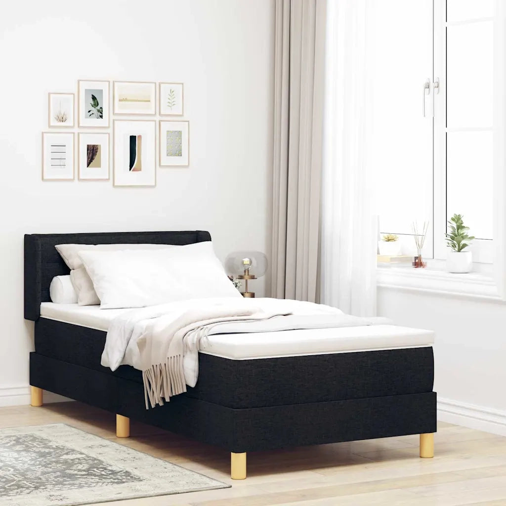 Letto a molle con materasso Nero 200 x 90 cm Tessuto 3341211