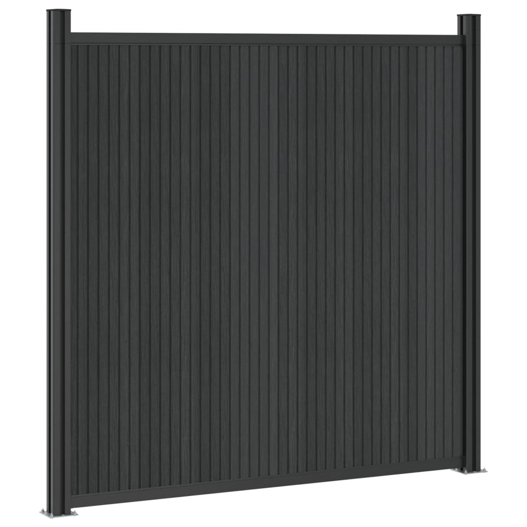Pannello di Recinzione 4 pcs WPC e Alluminio Nero