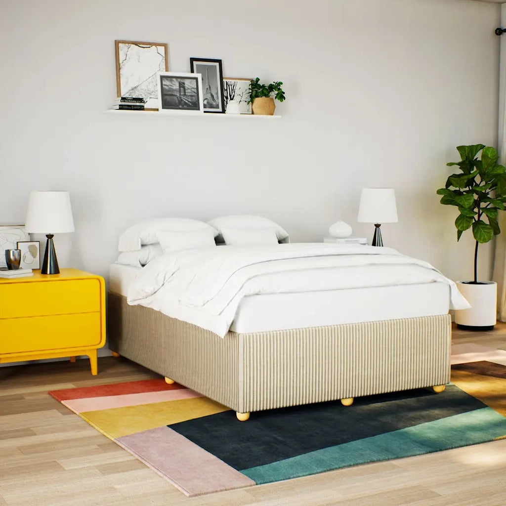 Letto matrimoniale | Letto per adulti | Giroletto senza Materasso Crema 140x190 cm in Tessuto