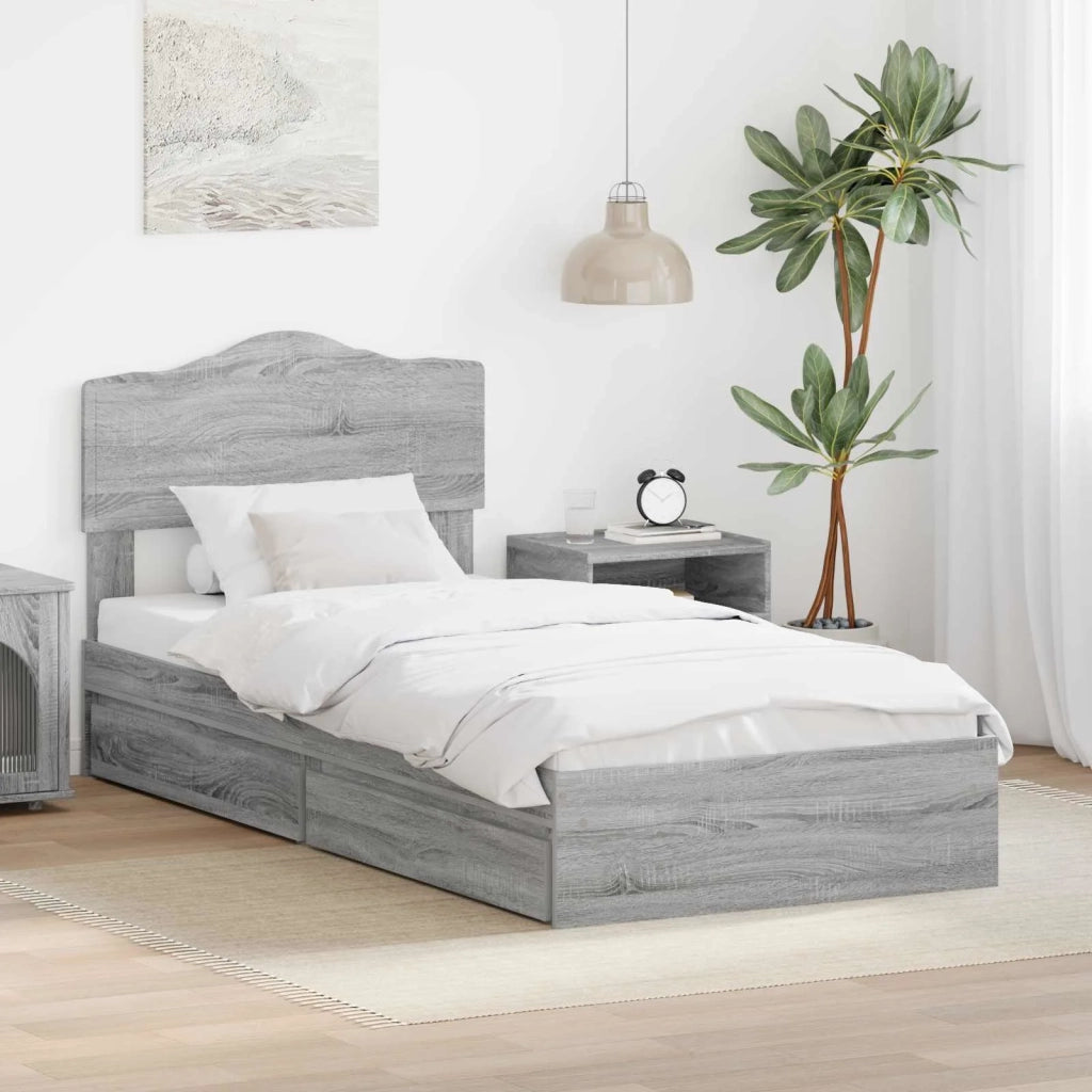 Letto con Contenitore con testiera Grigio Sonoma 90 x 190 cm 3413143