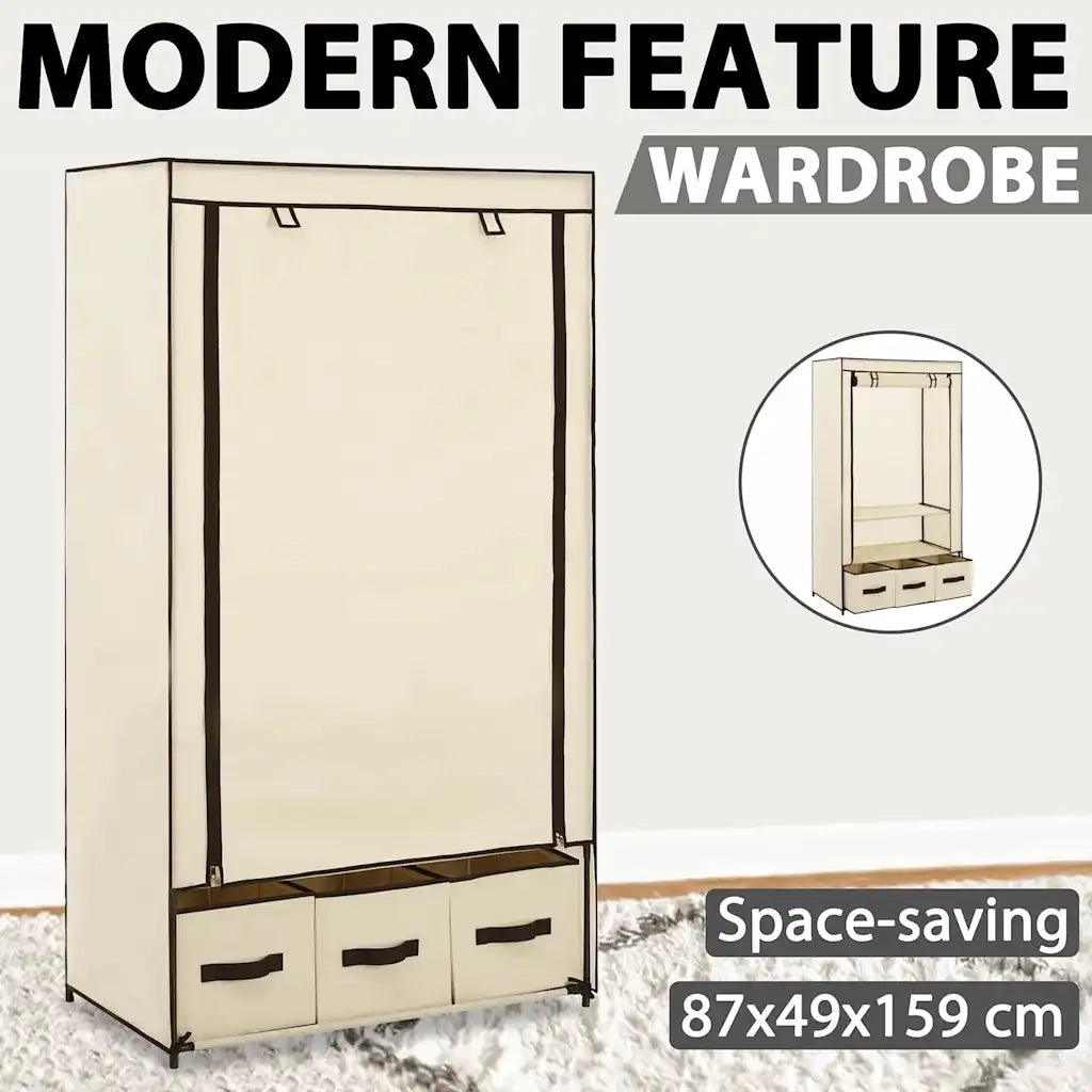 Armadio Crema 87x49x159 cm in Tessuto 282459