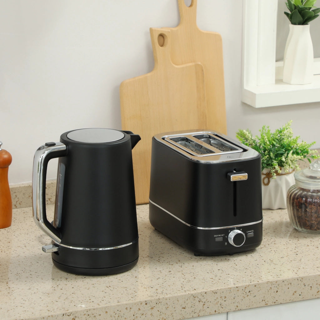 Set Bollitore 1,7L e Tostapane 6 Livelli ¨C Xylo ¨C Nero/Acciaio