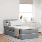 Letto con contenitore e materasso Grigio chiaro 90 x 200 cm