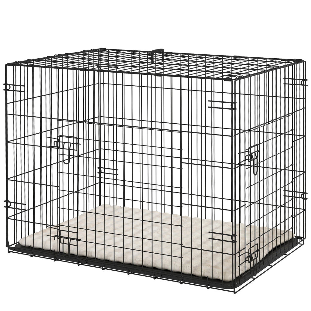 Cage per cani pieghevole con 2 porte e cuscino lavabile ¨C Minimal ¨C 75x48,5x53 cm nero