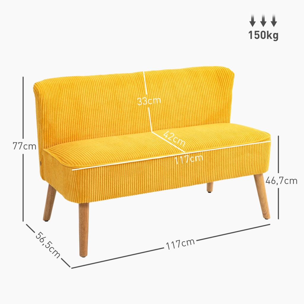 Divano 2 Posti ¨C Minimal ¨C Tessuto Giallo 117x56.5x77