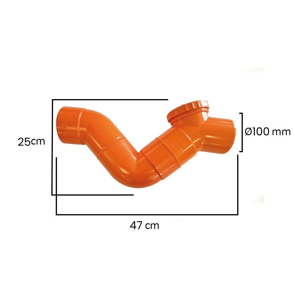 Sifone firenze orizzontale in pvc  (1 Tappo) : Diametro - 100