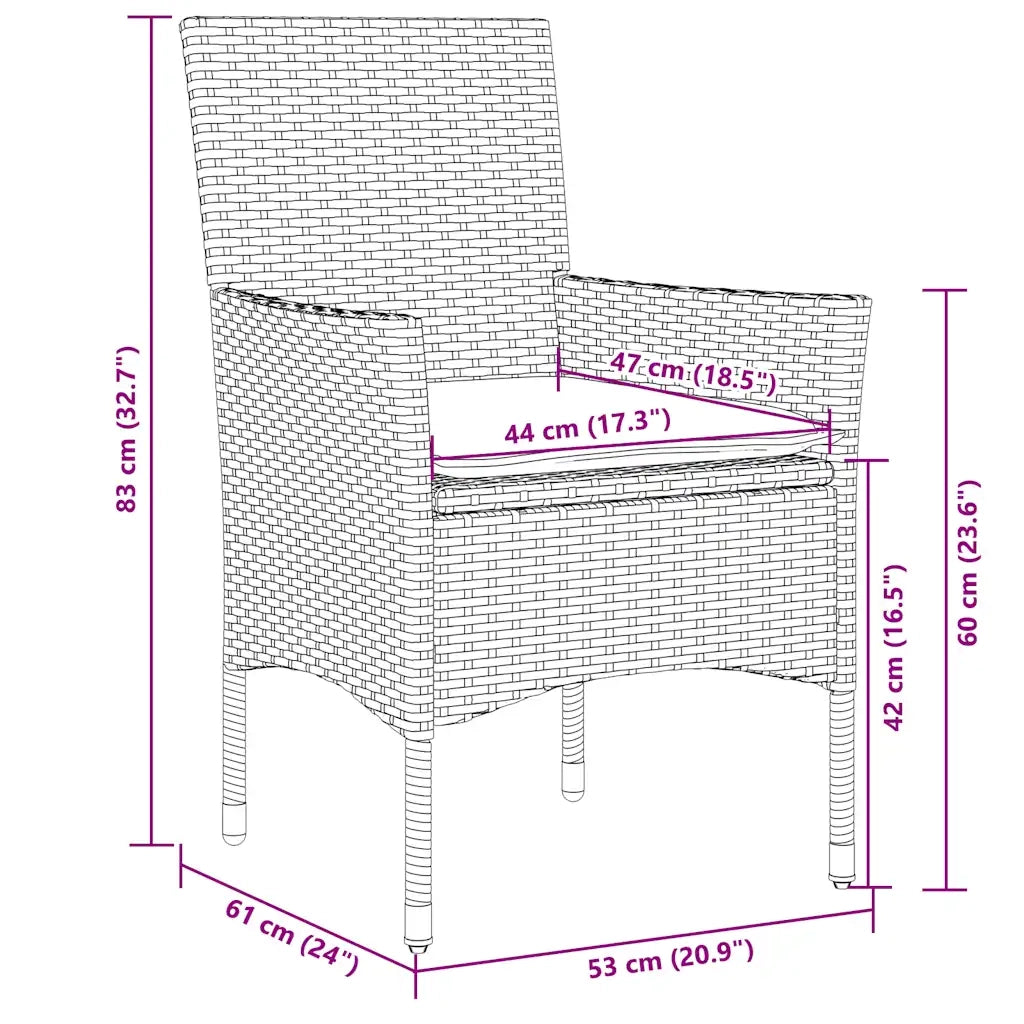 Set Pranzo da Giardino 5pz con Cuscini Polyrattan e Vetro 3278575