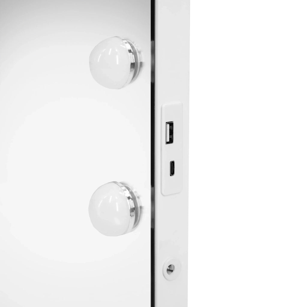 Specchio LED Hollywood 58cm, 3 Luci, BT, USB, 10x Zoom, Dimmer