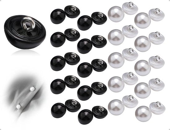 Naaiknopen universali - 40 pezzi - Bianco e nero - Plastica - 10 mm