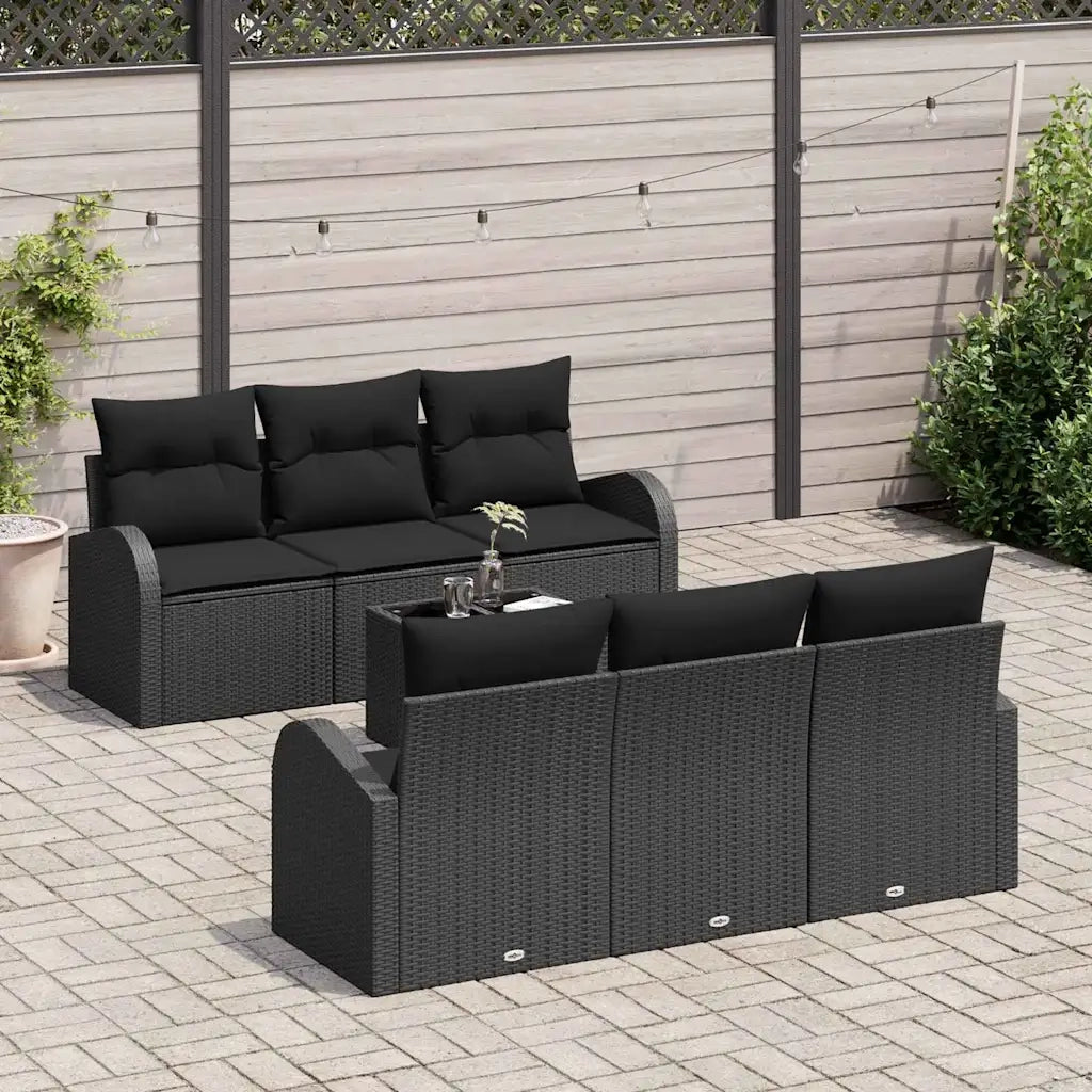 Set Divano da Giardino Nero 55 x 55 x 37 cm polyrattan 3345933