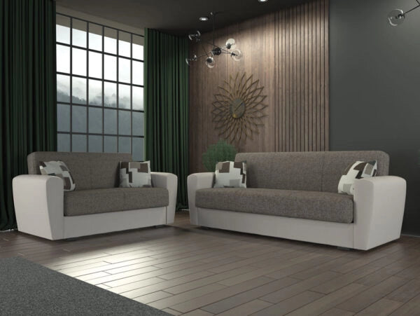 Divano miami 3 posti ecopelle grigio tessuto grigio