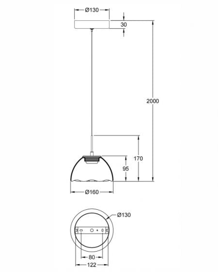 Lampada a Sospensione Lucille in Metallo e Vetro Borosilicato Cognac, LED 8W Dimmerabile a step, CCT 2700K/3000K/4000K, Ø16cm - Lucille