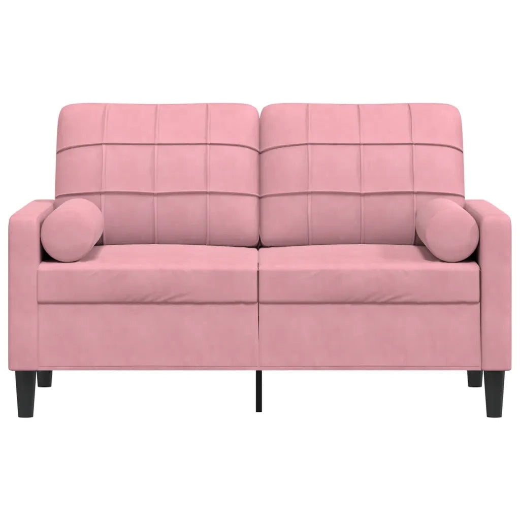 Divano | Divano da soggiorno | Sofa a 2 Posti con Cuscini Rosa 120 cm in Velluto
