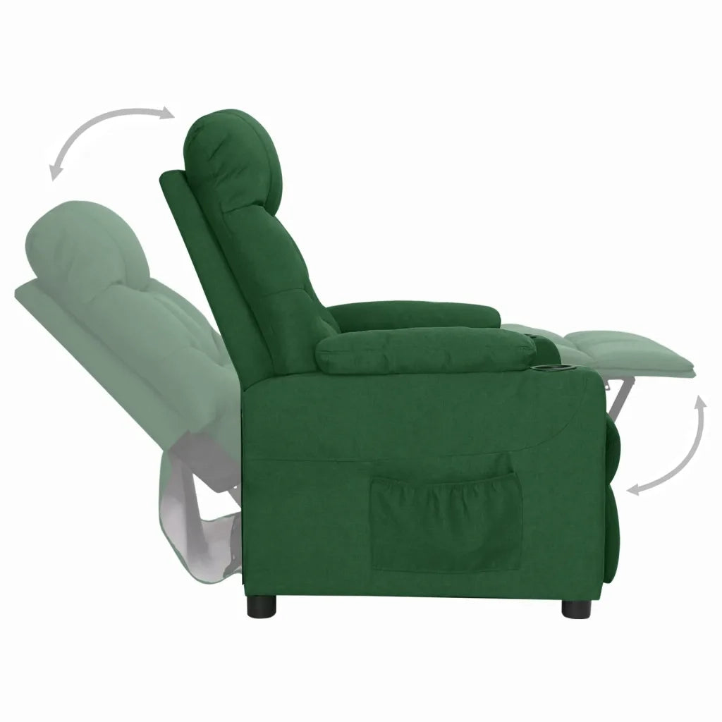 Poltrona | Sedia Relax Reclinabile in Tessuto Verde Scuro