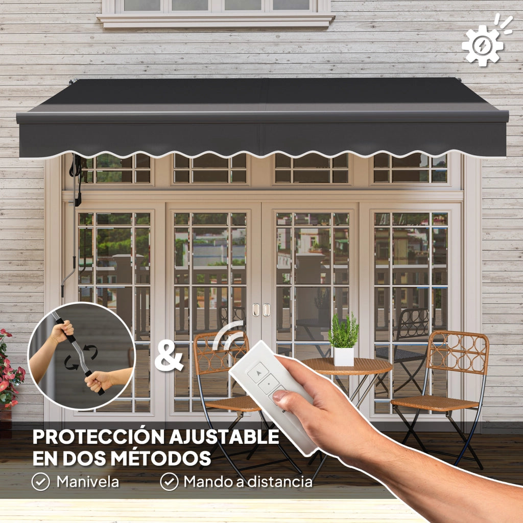 Tenda da Sole Retrattile Elettrica con Manovella ¨C Xylo ¨C Grigio Scuro 296x250 cm