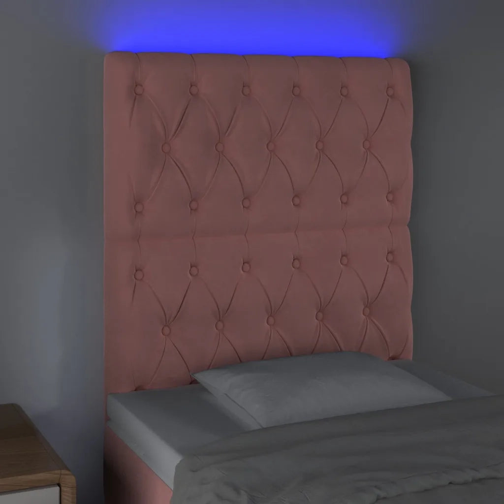 Testiera a LED-Testata con LED Rosa 80x7x118/128 cm in Velluto