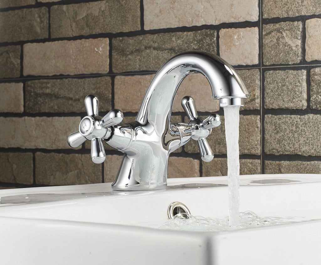 Rubinetto lavabo vintage maniglie a stella cromato