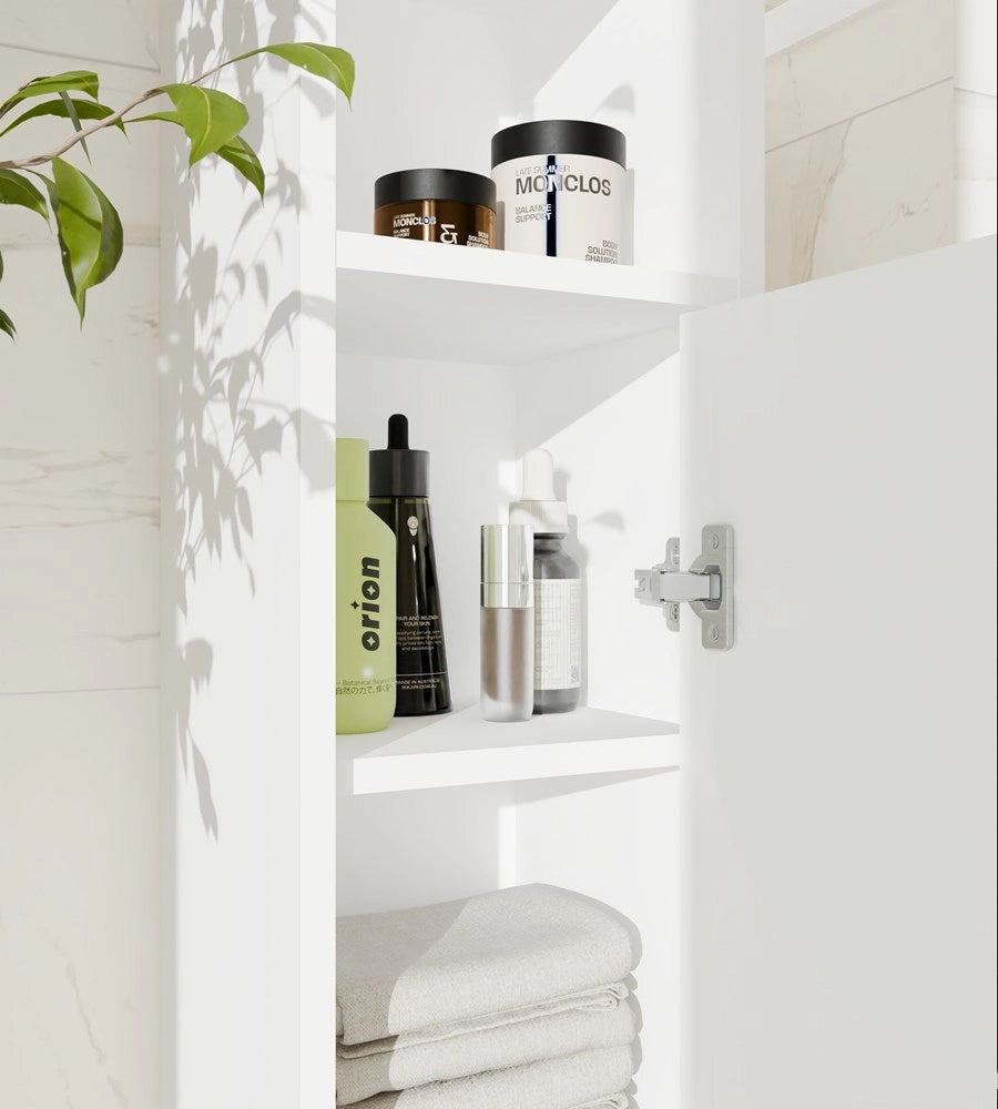 Mobile bagno MEXY 1d colonna scaffale 1 ante 4 ripiani da terra bianco
