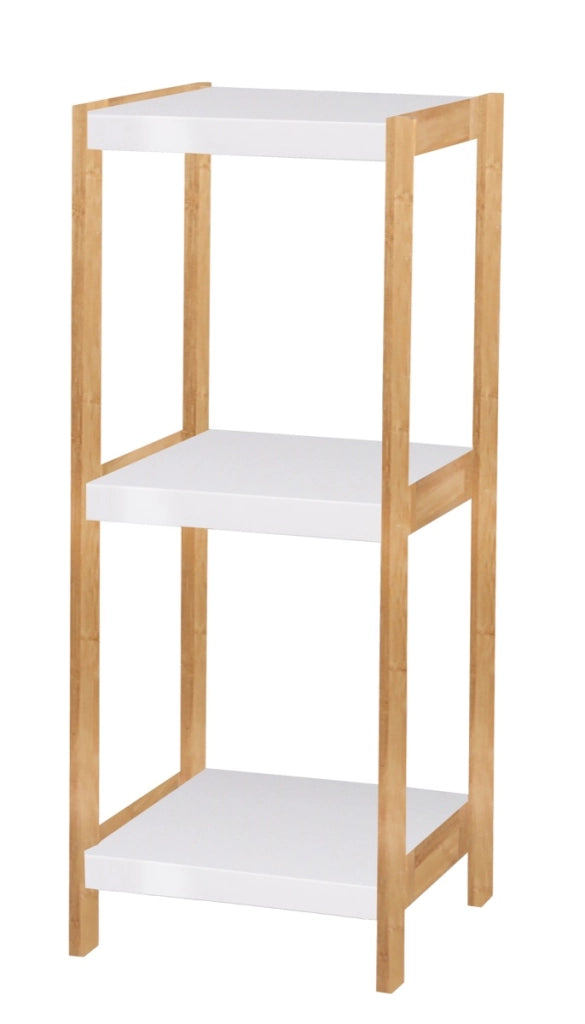 MAURY'S SCAFFALE WHITE CON 3 PIANI  3 PIANI 32 X 32 X H80 CM E STRUTTURA BAMBOO