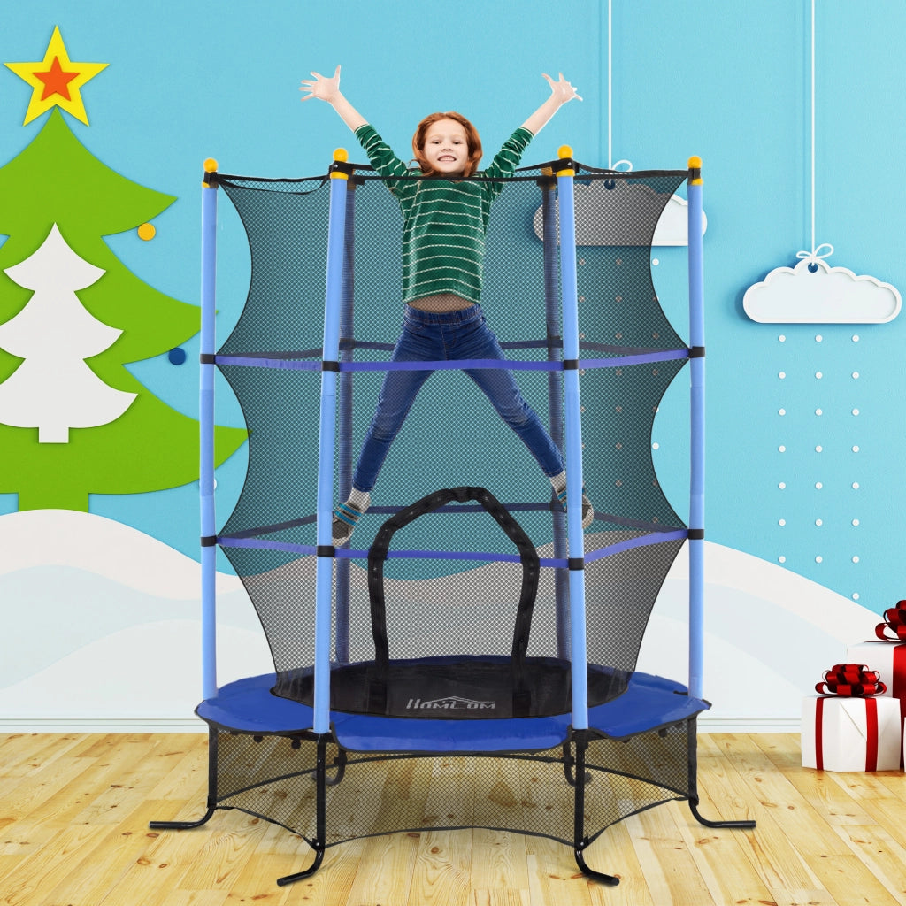 Trampolino per Bambini con Rete di Sicurezza ¨C Minimal ¨C Blu ?1.6x1.9 m