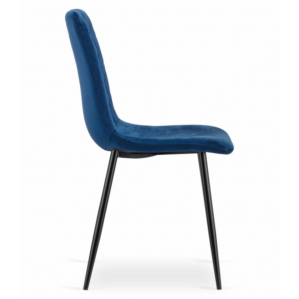 Sedia Turin in velluto blu notte con gambe nere