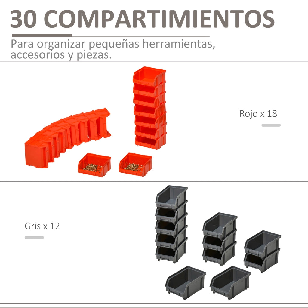 Libreria da Parete con Casse per Ripiano ¨C Minimal ¨C Rosso 37.5x18x63 cm