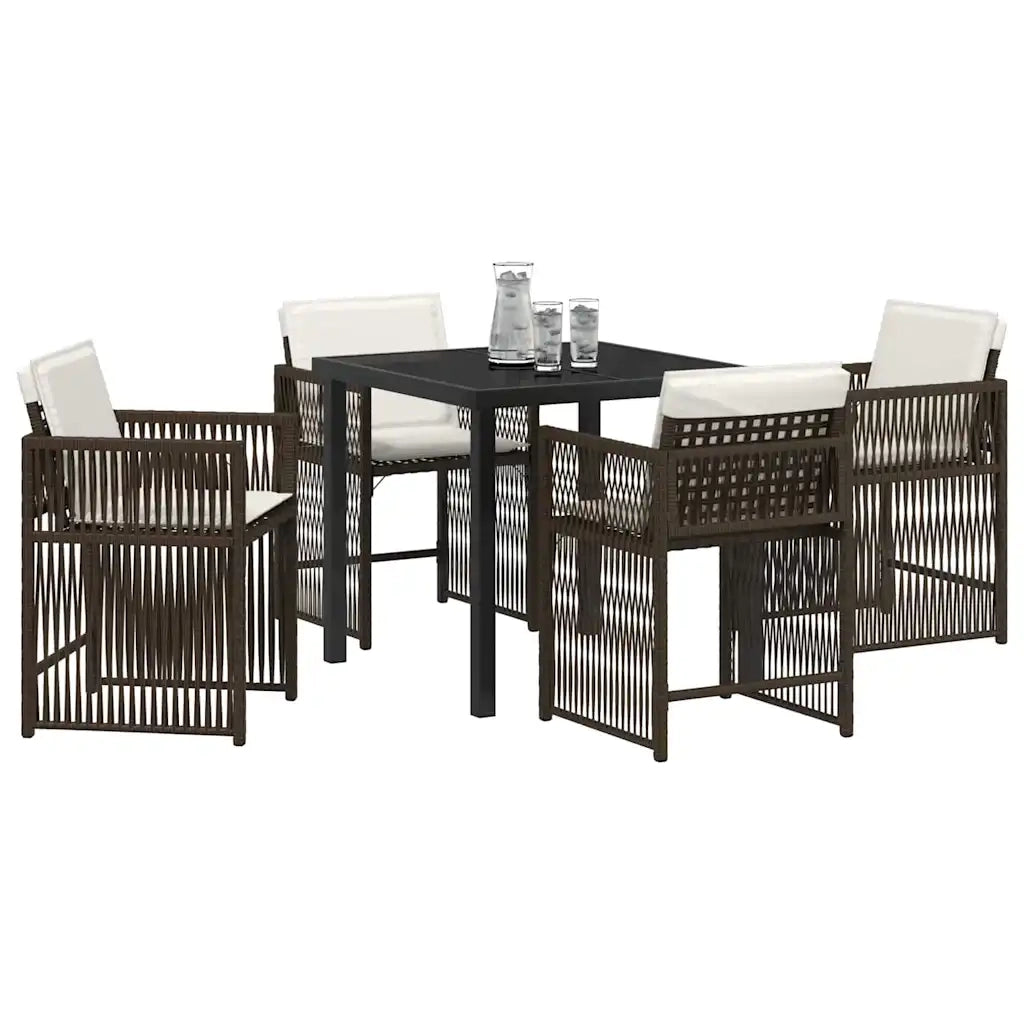 Set da Pranzo per Giardino 5 pcs Marrone polyrattan